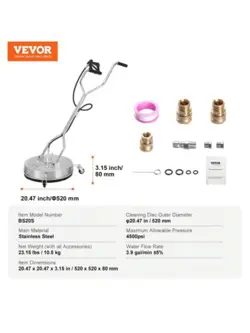 NICE VEVOR 20  PRESSURE WASHER SURFACE CLEANER CONCRETE CLEANER 4500 MAX PSI