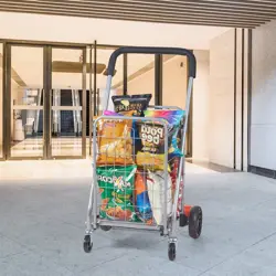 VEVOR FOLDING SHOPPING CART, 66 LBS MAX LOAD CAPACITY, GROCERY UTILITY CART WITH