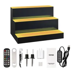 VEVOR LED LIGHTED LIQUOR BOTTLE DISPLAY BAR SHELF RF & APP CONTROL 16