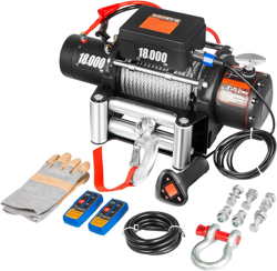 18000LB TRUCK 75FT 12V ELECTRIC WINCH, STEEL CABLE WITH WIRELESS REMOTE CONTROL
