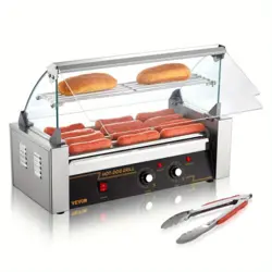 VEVOR HOT DOG ROLLER 5 ROLLERS 12 HOT DOGS CAPACITY, 750W STAINLESS SAUSAGE