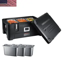 INSULATED FOOD PAN CARRIER 36QT CAPACITY STACKABLE CATERING HOT BOX WITH 3 STAIN
