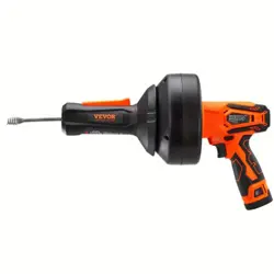 VEVOR 12V ELECTRIC DRAIN AUGER, 25FT CORDLESS PLUMBING SNAKE AUTO FEED, PIPELINE