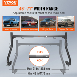 HEAVY DUTY TRUCK RACK | 46-71IN EXTENDABLE STEEL LADDER RACK WITH 800 LBS CAPACI