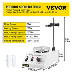 VEVOR 79-1 HOT PLATE MAGNETIC STIRRER MIXER STIRRING LAB 1L DUAL CONTROL 1600RPM