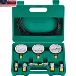 HYDRAULIC PRESSURE TEST KIT 250/400/600BAR 3GAUGES 6 TEST COUPLINGS 3 TEST HOSES