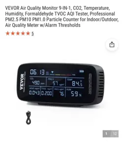 VEVOR AIR QUALITY MONITOR 9-IN-1, CO2, TEMPERATURE, HUMIDITY, FORMALDEHYDE
