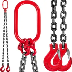 6FT CHAIN SLING 5/16 IN X 6 FT DOUBLE LEG WITH GRAB HOOKS SLING CHAIN 3T CAPACIT