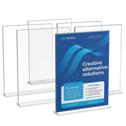 6 PACK CLEAR ACRYLIC SIGN HOLDER 8.5 X 11 INCH, DOUBLE SIDED DISPLAY SIGN STAND