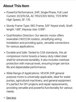 VEVOR 2HP ELECTRIC