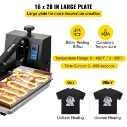 VEVOR HEAT PRESS MACHINE SUBLIMATION PRINTERTRANSFER DIY TOOL T-SHIRT 16X 20IN