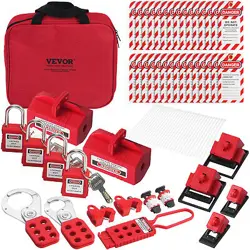 VEVOR 47 PCS ELECTRICAL LOCKOUT TAGOUT KIT SAFETY PADLOCKS HASPS TAGS TIES BAG