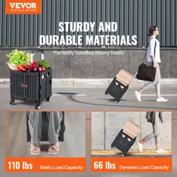 VEVOR FOLDABLE UTILITY CART, 110 LBS LOAD CAPACITY, FOLDING PORTABLE ROLLING CRA