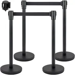 VEVOR CROWD CONTROL STANCHION, SET OF 4 PIECES STANCHION SET, STANCHION SET WITH