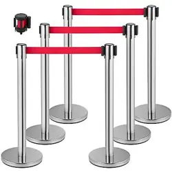 VEVOR CROWD CONTROL STANCHION, SET OF 6 PIECES STANCHION SET, STANCHION SET W/ 6