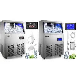 VEVOR 80-150LBS/24H COMMERCIAL ICE MAKER BUILT-IN ICE CUBE MACHINE 33LBS STORAGE