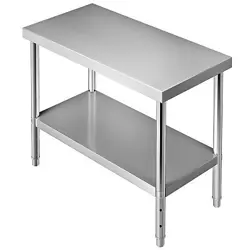 VEVOR STAINLESS STEEL WORK PREP TABLE COMMERCIAL FOOD PREP TABLE 48X18X34IN