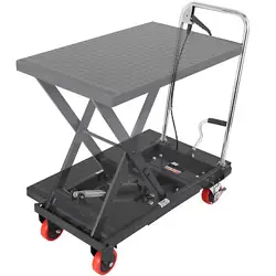 VEVOR HYDRAULIC LIFT TABLE CART 500 LBS MANUAL SCISSOR LIFT TABLE 28.5