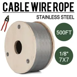 STAINLESS STEEL CABLE 1/8INCH 7X7 STEEL WIRE ROPE CABLE 500FT CABLE RAILING T316