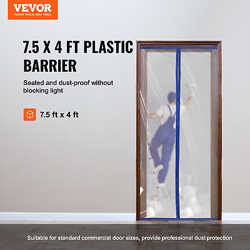 VEVOR DUST BARRIER, 7.5 X 4 FT DUST BARRIER DOOR KIT, PE CONSTRUCTION DOOR COVER
