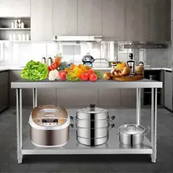 VEVOR 48X24X34 IN.KITCHEN PREP TABLE STAINLESS STEEL COMMERCIAL HEAVY DUTY METAL