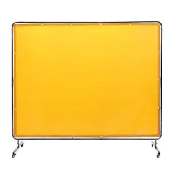 VEVOR WELDING SCREEN WITH FRAME 6'X8' WELDING CURTAIN SCREEN ON 4 WHEELS YELLOW