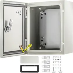 VEVOR 10X8X6'' CARBON STEEL ELECTRICAL ENCLOSURE IP65 WALL MOUNT JUNCTION BOX