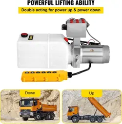 VEVOR 6 WAY HYDRAULIC PUMP 12V 6 QUART DOUBLE ACTING DUMP TRAILER CONTROL KIT