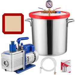 5 GALLON VACUUM CHAMBER AND 5 CFM SINGLE STAGE PUMP DEGASSING SILICONE KIT