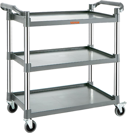 VEVOR UTILITY SERVICE CART, 3 SHELF HEAVY DUTY 220LBS FOOD SERVICE CART, ROLLING