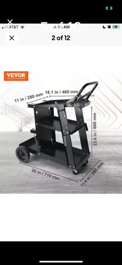 VEVOR WELDING CART 3-TIER 400 LBS WELDER WELDING CART WITH 360° SWIVEL WHEELS
