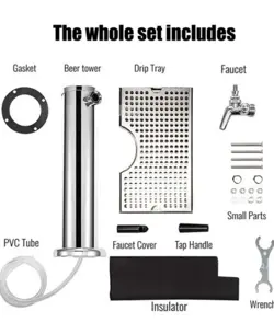 VEVOR PJZDTPJT000000001 STAINLESS STEEL DRAFT BEER TOWER - SILVER