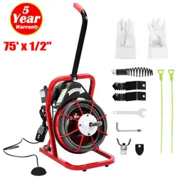 75FT X1/2IN DRAIN CLEANER 370W DRAIN CLEANING MACHINE ELECTRIC SEWER DRAIN AUGER