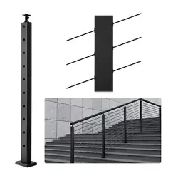 VEVOR CABLE RAILING POST 36X1X2IN 30° ANGLED HOLE STAIR RAILING POST BLACK 1PC