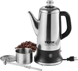 VEVOR 12-CUP ELECTRIC PERCOLATOR COFFEE POT, 304 STAINLESS STEEL COFFEE PERCOLAT