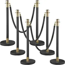 VEVOR CROWD CONTROL STANCHION, SET OF 6 PIECES STANCHION SET, STANCHION SET WIT