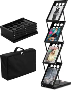 VEVOR FOLDABLE MAGAZINE DISPLAY RACK, 4-TIER BROCHURE LITERATURE DISPLAY STAND,