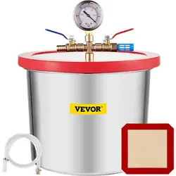 VEVOR 2 GALLON VACUUM CHAMBER KIT STAINLESS STEEL 160ºF SILICONE GASKET EPOXIES