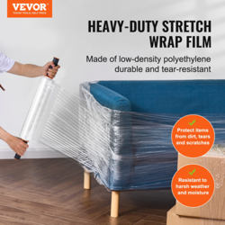 VEVOR STRETCH FILM, 15 INCHES X 1000 FEET, 1 PACK, 60 GAUGE INDUSTRIAL STRENGTH