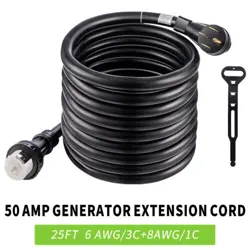 50 AMP GENERATOR CORD 25FT POWER INLET BOX WATERPROOF COMBO KIT ADAPTER PLUG