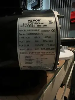 5 HP SINGLE PHASE AIR COMPRESSOR ELECTRIC MOTOR 60HZ 3450 RPM 7/8