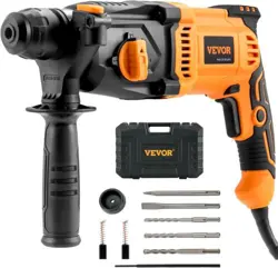 VEVOR 1 INCH SDS-PLUS ROTARY HAMMER DRILL, 8 AMP CORDED DRILLS, HEAVY DUTY
