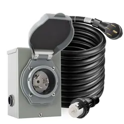 50 AMP 25FT GENERATOR CORD WIHT POWER INLET BOX WATERPROOF COMBO KIT ETL LISTED