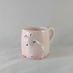VINTAGE FITZ & FLOYD PINK HIPPO COFFEE MUG