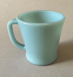 VINTAGE FIRE KING USA TURQUOISE BLUE COFFEE MUG W D HANDLE FREE SHIPPING