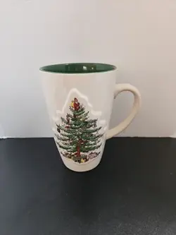 VTG SPODE TALL CHRISTMAS TREE LATTE COFFEE MUG RARE 