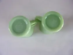 SET OF 2 VINTAGE FIRE KING JADITE RESTAURANT WARE HEAVY C HANDLE MUGS CUPS