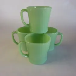 SET OF 4 VINTAGE FIRE KING JADITE RESTAURANT WARE D HANDLE MUGS CUPS