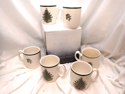 VINTAGE CUTHBERTSON ORIGINAL CHRISTMAS TREE MUGS MADE IN ENGLAND SET OF 5