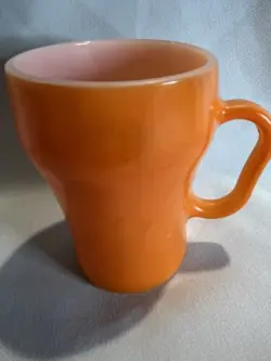 VINTAGE ANCHOR HOCKING FIRE KING ORANGE COFFEE MUG TEA CUP HANDLE